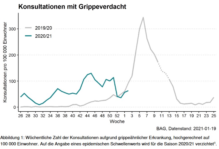 BAG Influenza Statistik Schweiz 19.1.2021