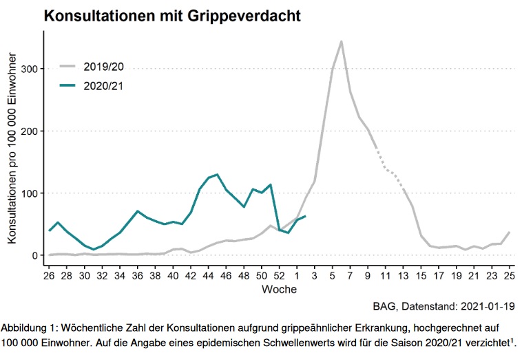 BAG Influenza Statistik Schweiz 19.1.2021